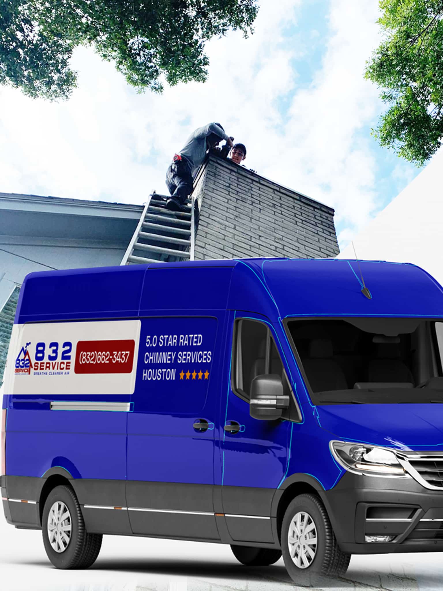 832 Home Service Chimney Services van in Houston