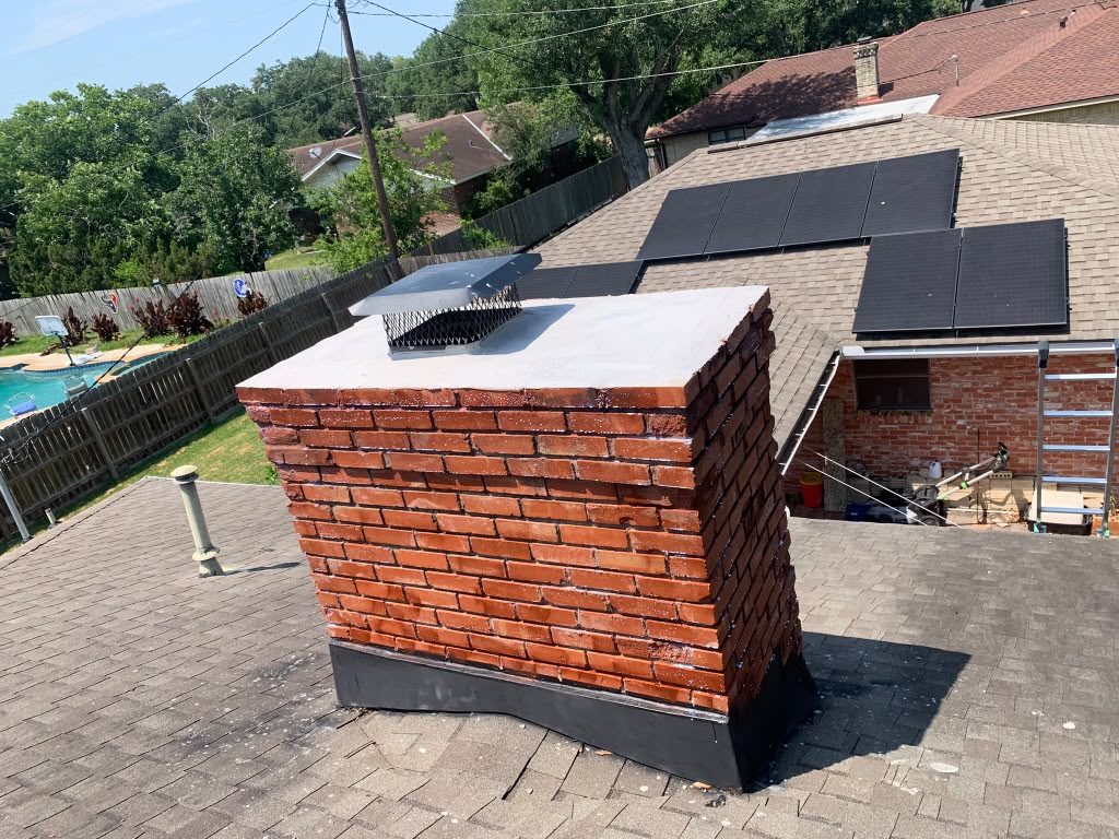 Houston chimney after 832 Home Service restored the Gulf Coast weather damage